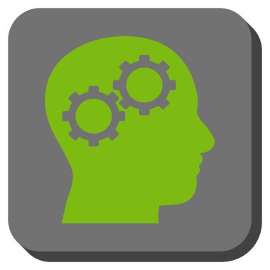 Beyin Gears yuvarlak kare vektör simgesi