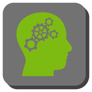 Beyin Gears yuvarlak kare vektör simgesi