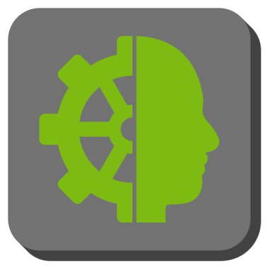 Cyborg dişli yuvarlak kare vektör simgesi