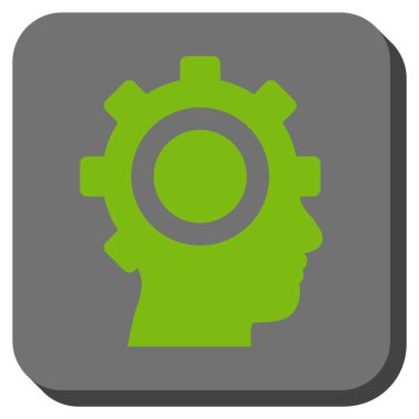 Cyborg dişli yuvarlak kare vektör simgesi