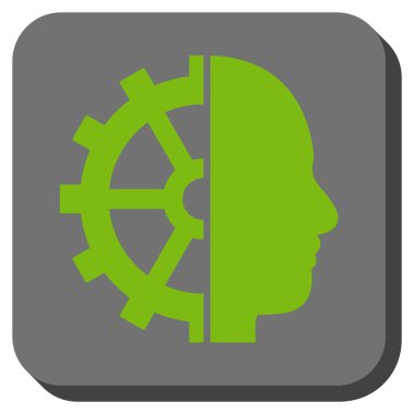 Cyborg dişli yuvarlak kare vektör simgesi