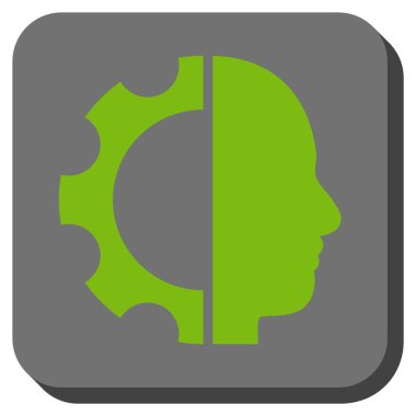 Cyborg dişli yuvarlak kare vektör simgesi