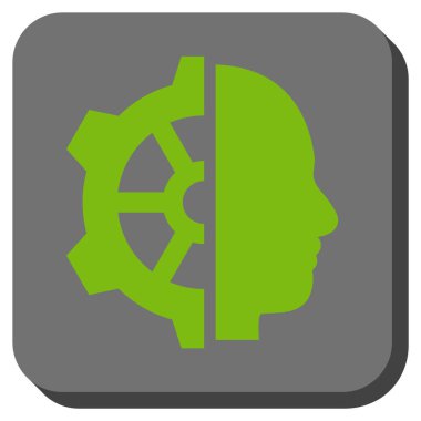 Cyborg dişli yuvarlak kare vektör simgesi