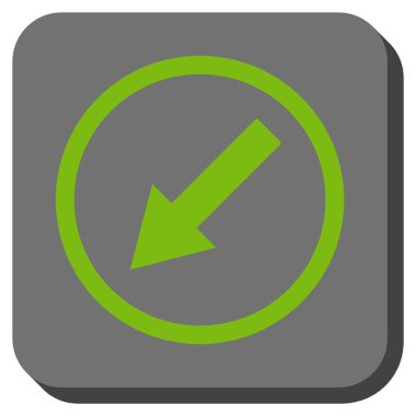 Yuvarlak aşağı sol ok yuvarlak kare vektör simgesi