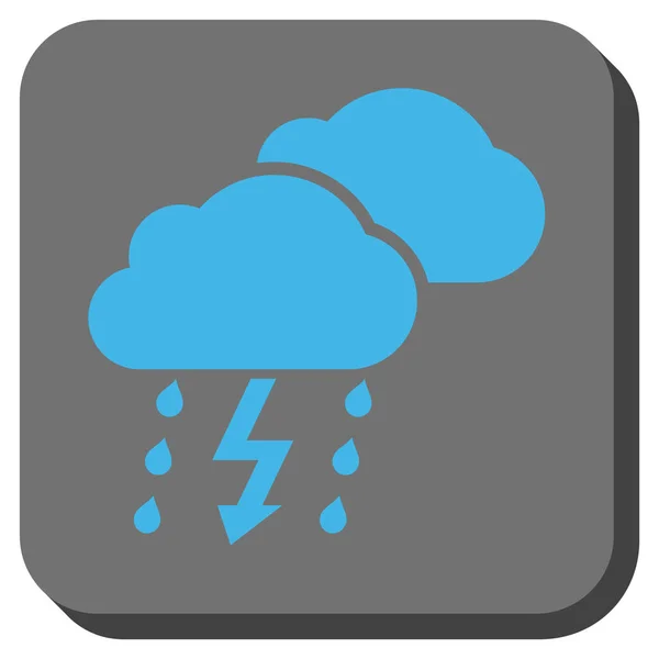 Thunderstorm Clouds Rounded Square Vector Icon — Stock Vector