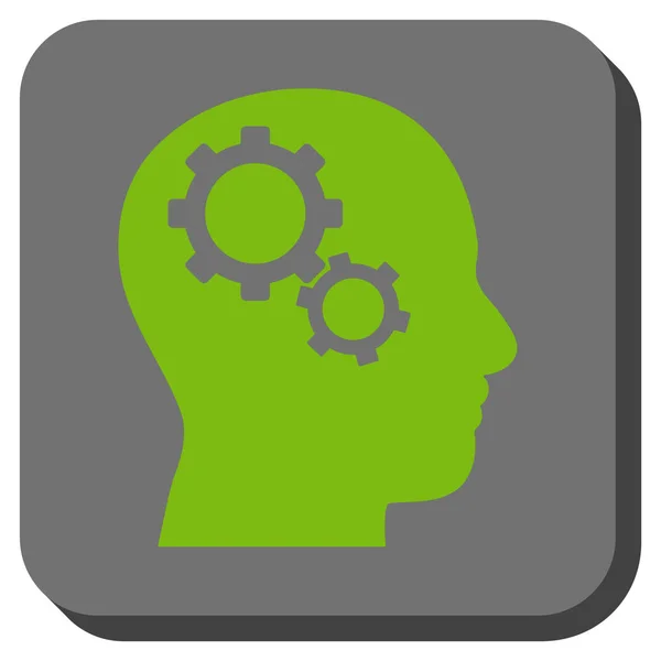 Brain Gears Rounded Square Vector Icon — Stock Vector