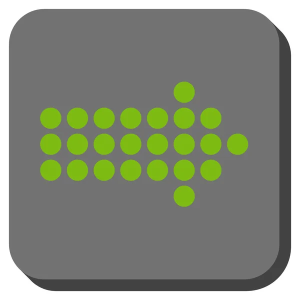 Flèche pointillée Icône vectorielle carrée arrondie droite — Image vectorielle