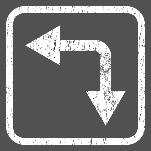 Bifurcatie pijl links ingedrukt pictogram Rubber stempel — Stockvector