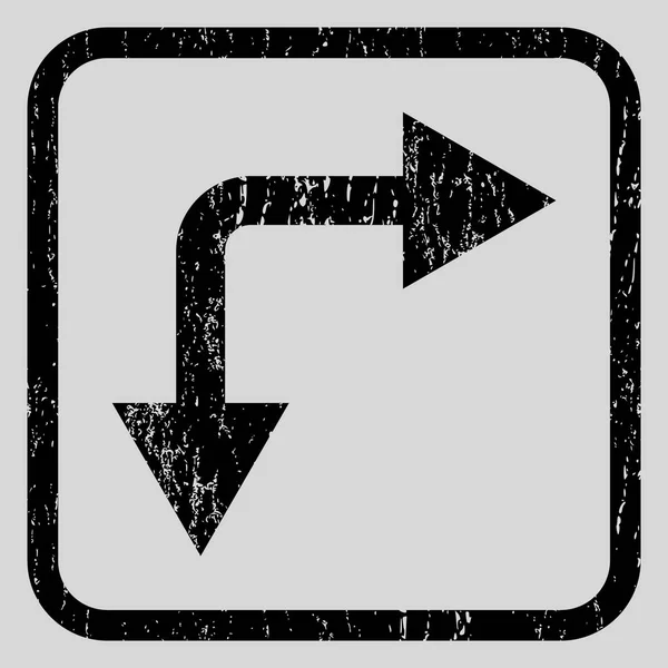 Bifurcación flecha hacia abajo icono sello de goma — Archivo Imágenes Vectoriales