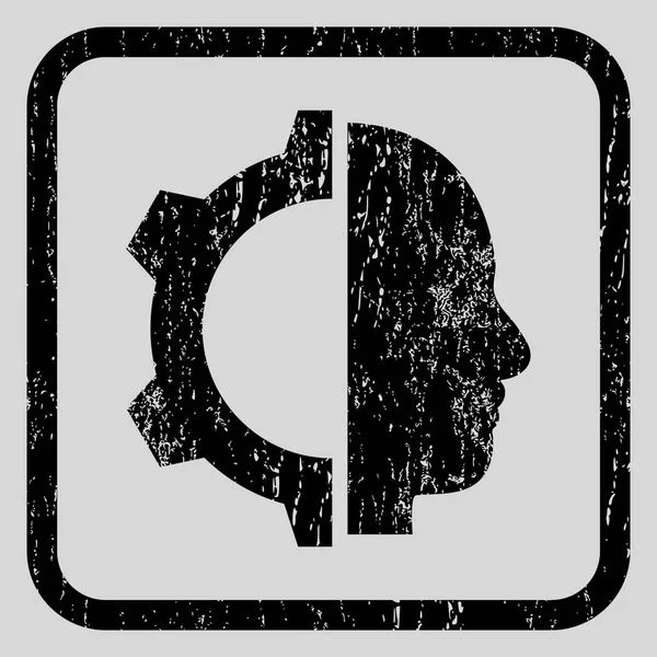 Cyborg Gear Icon Timbre en caoutchouc — Image vectorielle