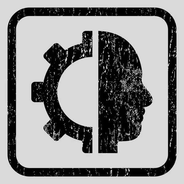 Cyborg Gear Icon Timbre en caoutchouc — Image vectorielle