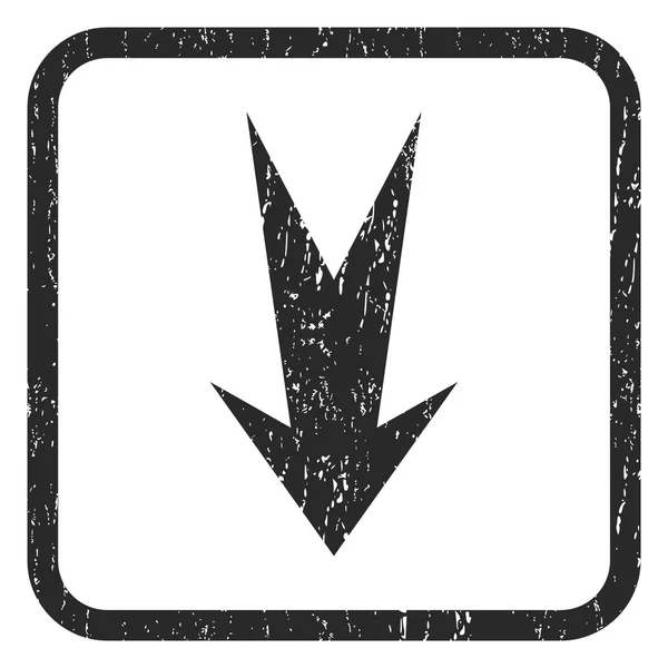 Flecha abajo icono sello de goma — Vector de stock