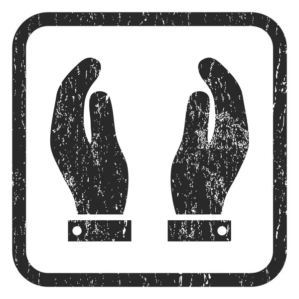 Care Hands Icon Timbre en caoutchouc — Image vectorielle