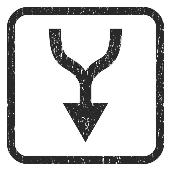 Combinar flecha abajo icono sello de goma — Vector de stock