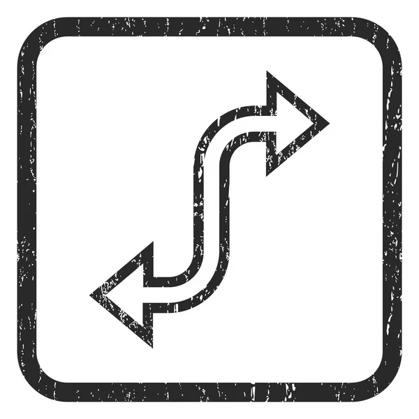 Gebogen Exchange pijl pictogram Rubberstempel — Stockvector