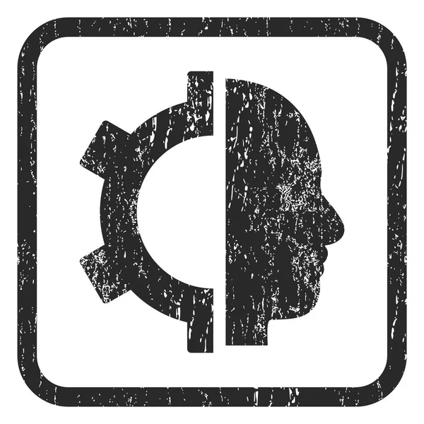 Cyborg Gear Icon Timbre en caoutchouc — Image vectorielle