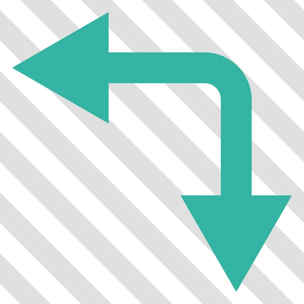 Bifurcation Arrow Left Down Vector Icon — Stock Vector