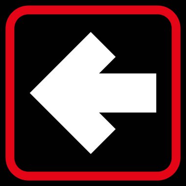 Ok sol vektör simgesi bir çerçeve içinde