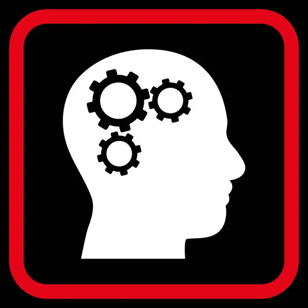 Mozku Gears vektorové ikony v rámečku — Stockový vektor