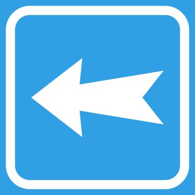 Ok sol vektör simgesi bir çerçeve içinde