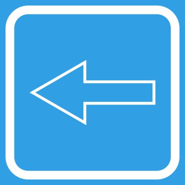 Ok sol vektör simgesi bir çerçeve içinde