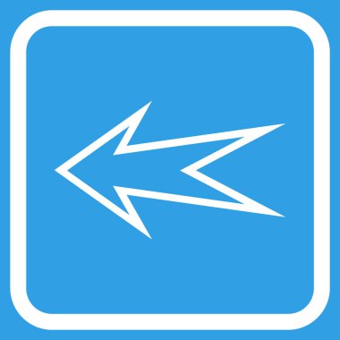 Ok sol vektör simgesi bir çerçeve içinde