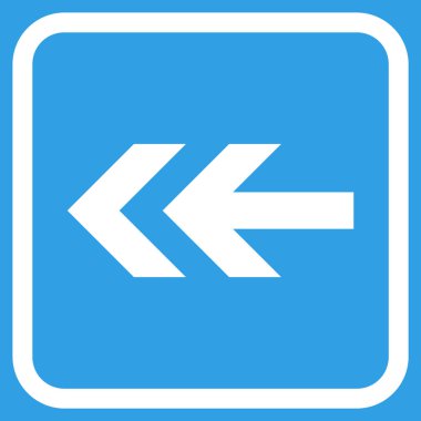 Ok sol vektör simgesi bir çerçeve içinde