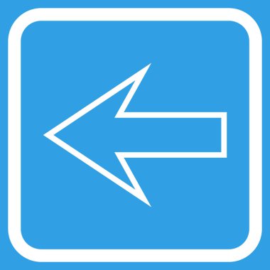 Ok sol vektör simgesi bir çerçeve içinde