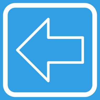 Ok sol vektör simgesi bir çerçeve içinde