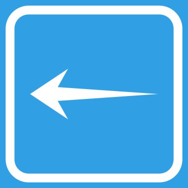 Ok sol vektör simgesi bir çerçeve içinde