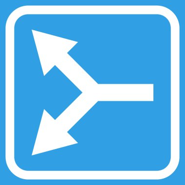 Bifurkasyon ok sol vektör simgesi bir çerçeve içinde