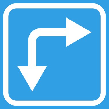 Vektör simgesi bir çerçeve içinde aşağı doğru çatallanma ok