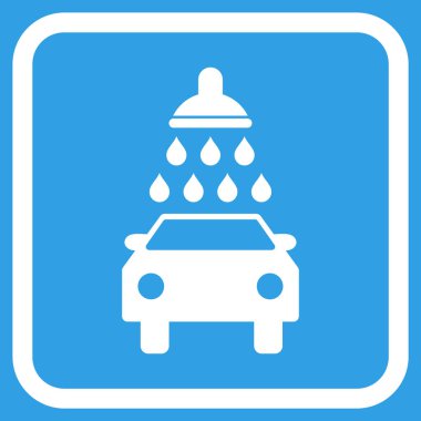 Oto yıkama vektör simgesi bir çerçeve içinde