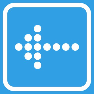 Noktalı ok sol vektör simgesi bir çerçeve içinde