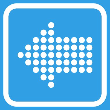 Noktalı ok sol vektör simgesi bir çerçeve içinde