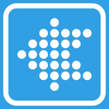 Noktalı ok sol vektör simgesi bir çerçeve içinde