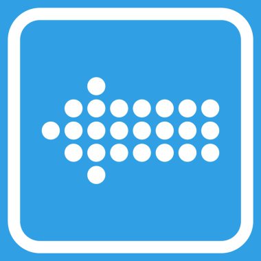 Noktalı ok sol vektör simgesi bir çerçeve içinde