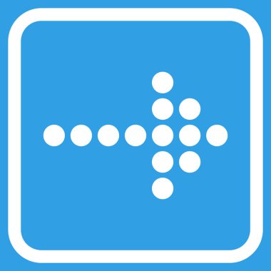 Noktalı ok doğru vektör simgesi bir çerçeve içinde