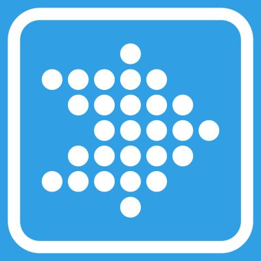 Noktalı ok doğru vektör simgesi bir çerçeve içinde