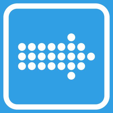 Noktalı ok doğru vektör simgesi bir çerçeve içinde