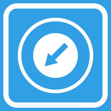 Aşağı sol yuvarlak ok vektör simgesi bir çerçeve içinde