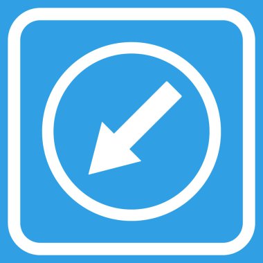 Aşağı sol yuvarlak ok vektör simgesi bir çerçeve içinde