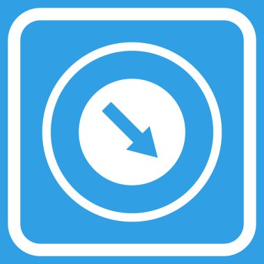 Aşağı doğru yuvarlak ok vektör simgesi bir çerçeve içinde