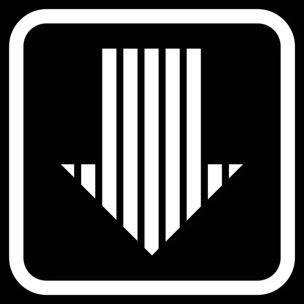 Freccia a strisce giù icona vettoriale in una cornice — Vettoriale Stock