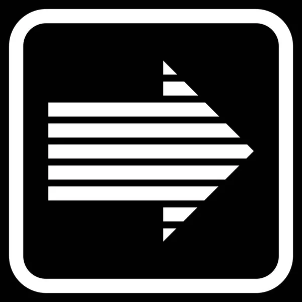 Икона правого вектора стрелки в рамке — стоковый вектор