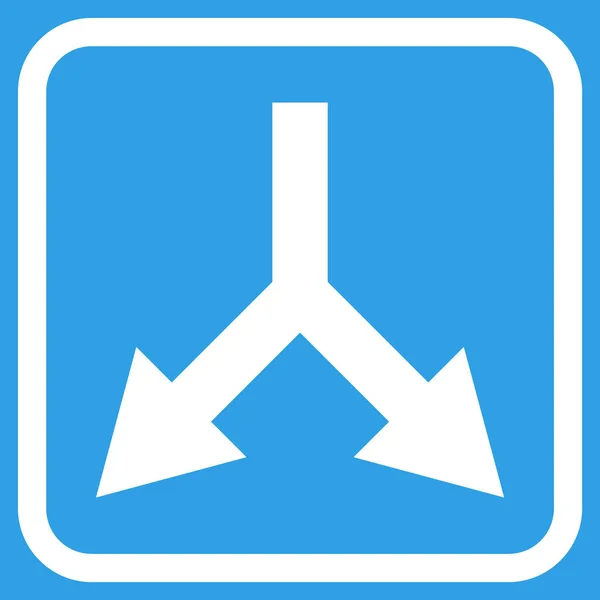 Bifurcación flecha hacia abajo icono del vector en un marco — Archivo Imágenes Vectoriales