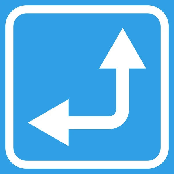 Flecha de bifurcación izquierda hacia arriba icono del vector en un marco — Vector de stock