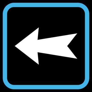 Ok sol vektör simgesi bir çerçeve içinde