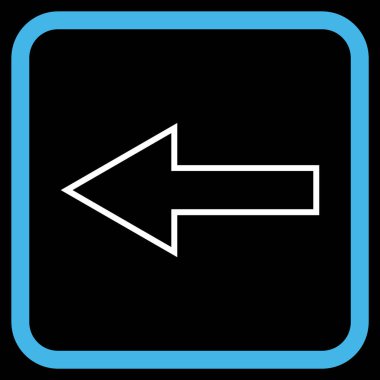 Ok sol vektör simgesi bir çerçeve içinde