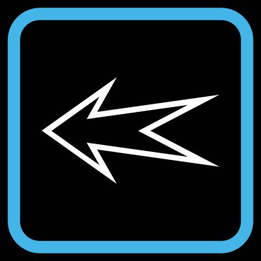 Ok sol vektör simgesi bir çerçeve içinde